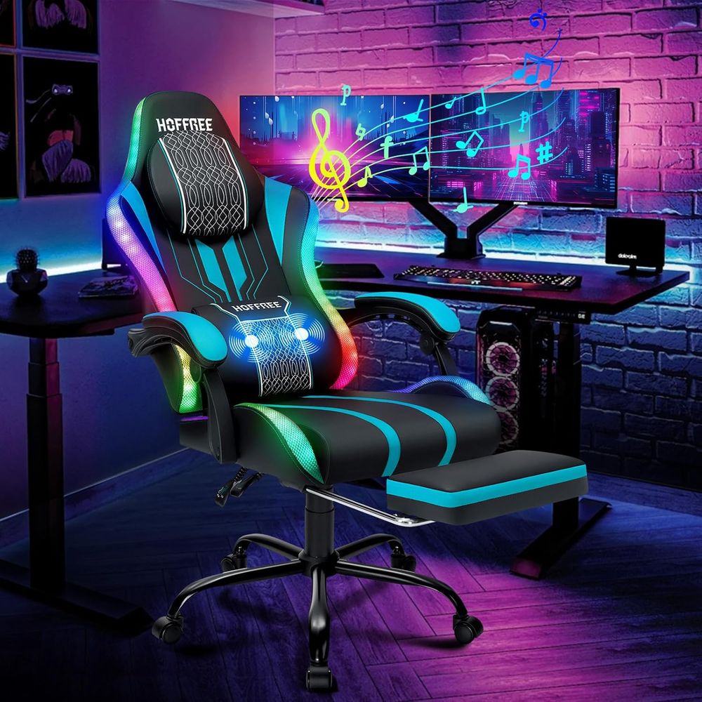Gaming Chair with LED Lights S - Bluetooth Speaker recension och pris