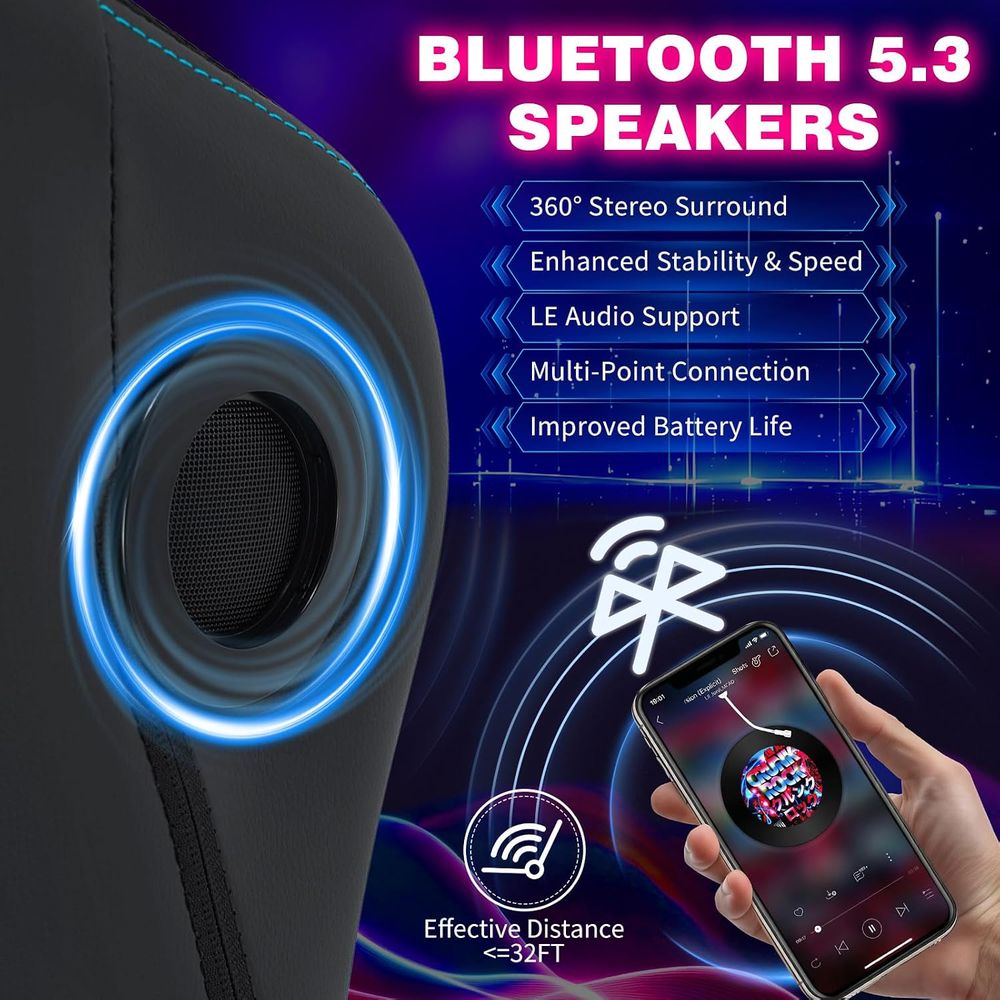 Gaming Chair with LED Lights S - Bluetooth Speaker recension och pris
